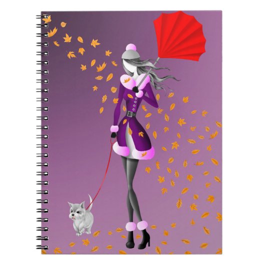 Herbstwalker für Hunde bleibt lila Notizblock (Vorderseite)