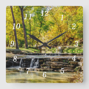 Herbstwanduhr Dogwood Creek Quadratische Wanduhr