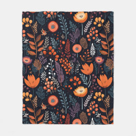 Herbstwärme Orange Blume Blätter Berries Schwarz Fleecedecke