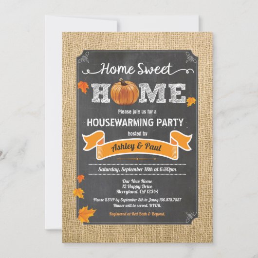 Herbstwärmendes Party rustikale Holzkürbis Einladung (Vorderseite)