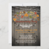 Herbstwärmendes Party Rustikale Holzsäulenleuchten Einladung (Vorderseite)