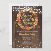 Herbstwärmung Party rustikaler Kranz Erntedank Einladung (Vorderseite)