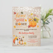 Herbstwärmung Party rustikaler Vintager Kürbis Einladung (Stehend Vorderseite)