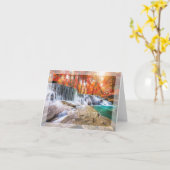 Herbstwasserfall mit benutzerdefiniertem Text Karte (Gelbe Blume)