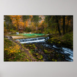 Herbstwasserfalllandschaft Kamniška Bistrica, Slo Poster
