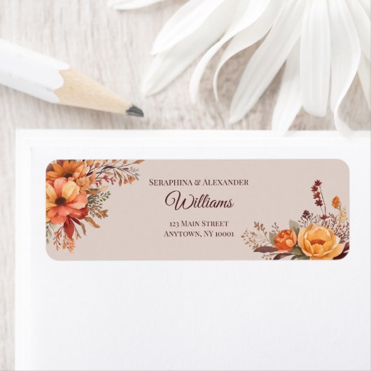 Herbstwasserfarbe Blumenhochzeit Rücksendeadresse (Insitu)