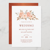 Herbstwasserfarbe Blumenkugel Elfenbein Hochzeit Einladung (Vorne/Hinten)