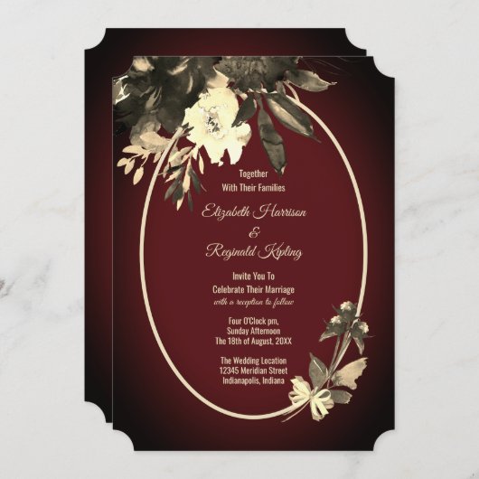 Herbstwasserfarbe Blumenzauber Hochzeit Einladung (Vorne/Hinten)