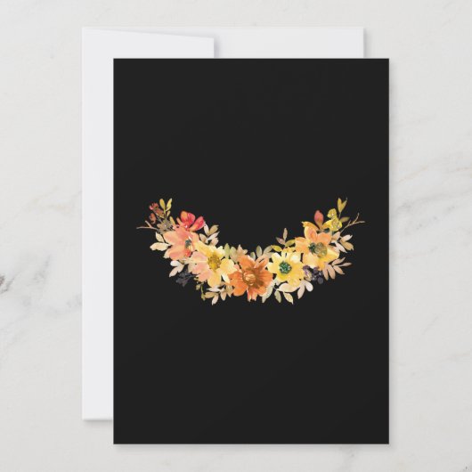 Herbstwasserfarbe Blumenzellenlampen Hochzeit Einladung (Rückseite)