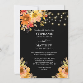 Herbstwasserfarbe Blumenzellenlampen Hochzeit Einladung