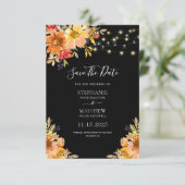 Herbstwasserfarbe Blumenzellenlampen Hochzeit Save The Date (Stehend Vorderseite)