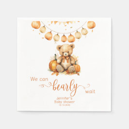 Herbstwasserfarbe Boho Bären Kürbisbaby Dusche Serviette