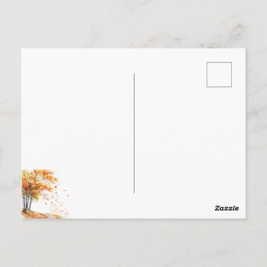 Herbstwasserfarbe Fallende Blätter Fallstimmung Postkarte (Rückseite)