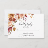 Herbstwasserfarbene Blumenhochzeit RSVP Karte (Vorderseite)