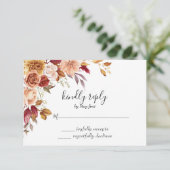 Herbstwasserfarbene Blumenhochzeit RSVP Karte (Stehend Vorderseite)