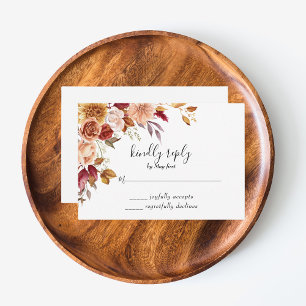 Herbstwasserfarbene Blumenhochzeit RSVP Karte