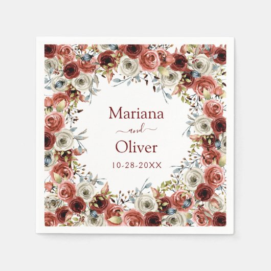 Herbstwasserfarbenhochzeit Serviette (Vorderseite)