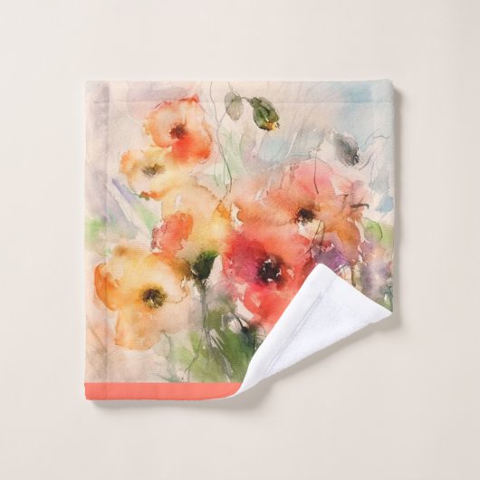 Herbstwassermohn Badehandtuch Set (Waschlappen)