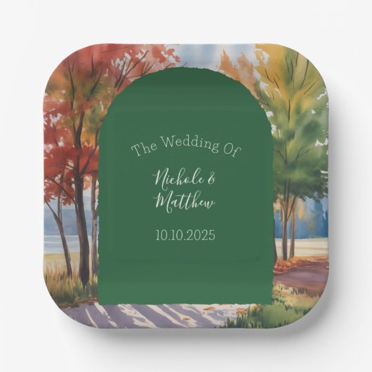 Herbstwechsel der Hochzeit der Blätter Pappteller (Vorderseite)