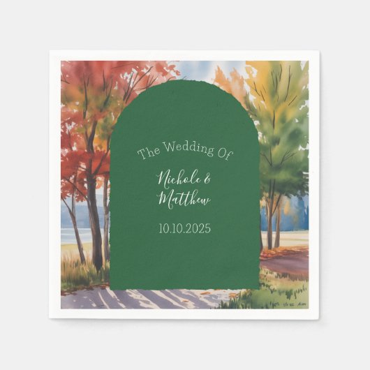 Herbstwechsel der Hochzeit der Blätter Serviette (Vorderseite)