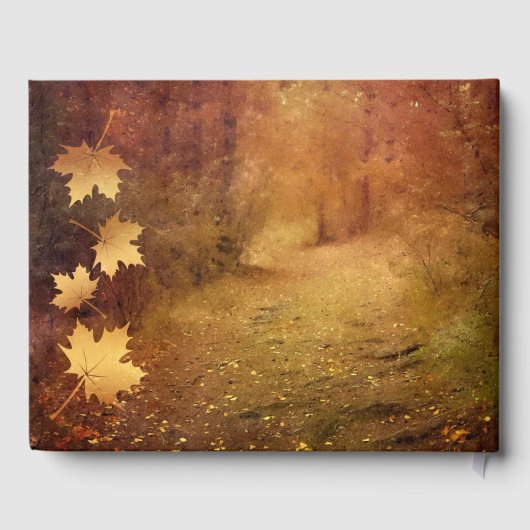 Herbstweg Ahorn Blätter Hochzeit Erinnerungen Gäst Gästebuch (Rückseite)