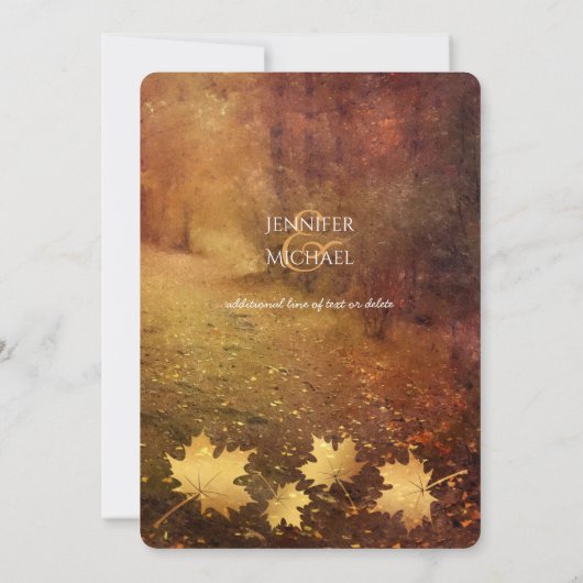 Herbstweg Ahorn Blätter rustikale Hochzeit Einladung (Rückseite)