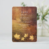 Herbstweg Ahorn Blätter rustikale Hochzeitsempfang Einladung (Stehend Vorderseite)