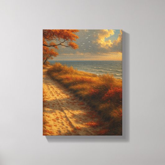 Herbstweg am Meer Leinwanddruck (Vorderseite)