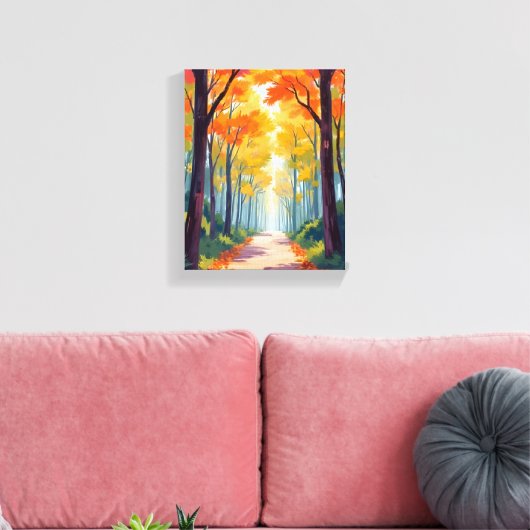 Herbstweg fallender Foliage Leinwanddruck (Insitu (Wohnzimmer))