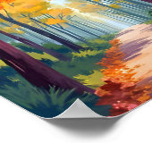 Herbstweg fallender Foliage Poster (Ecke)