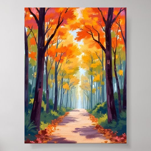 Herbstweg fallender Foliage Poster (Vorne)