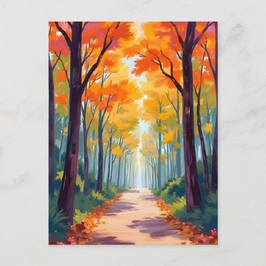 Herbstweg fallender Foliage Postkarte (Vorderseite)