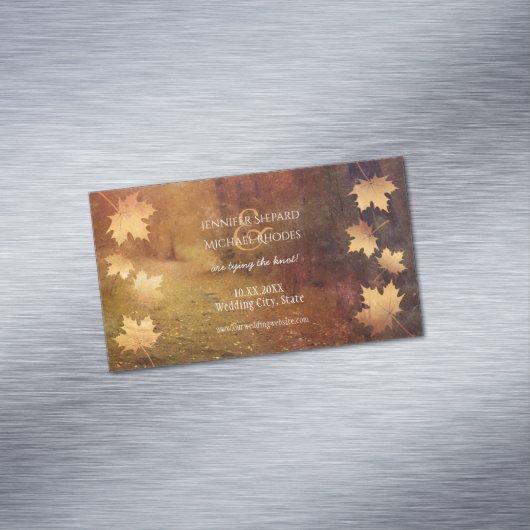 Herbstweg fällt Ahorn Blätter rustikale Hochzeit Magnetische Visitenkarte (Beispiel)