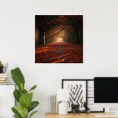 Herbstweg – Friedlicher Baumtunnel-Kunstdruck Poster (Heimbüro)