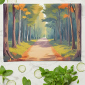 Herbstweg Herbst Wasserfarbenlandschaft Geschirrtuch (Gefaltet)