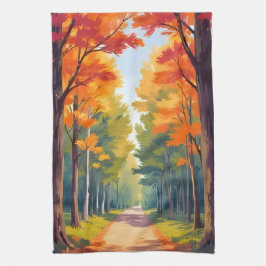 Herbstweg Herbst Wasserfarbenlandschaft Geschirrtuch