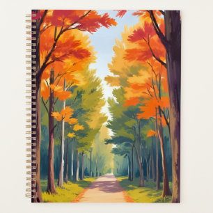 Herbstweg Herbstlaub Aquarell Landschaft Planer
