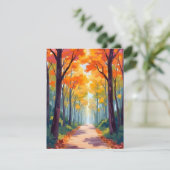 Herbstweg Herbstlaubmalerei Feiertagskarte (Stehend Vorderseite)