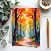 Herbstweg-Herbstlaubmalerei Feiertagskarte