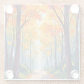 Herbstweg-Herbstlaubmalerei Glasuntersetzer (Rückseite)