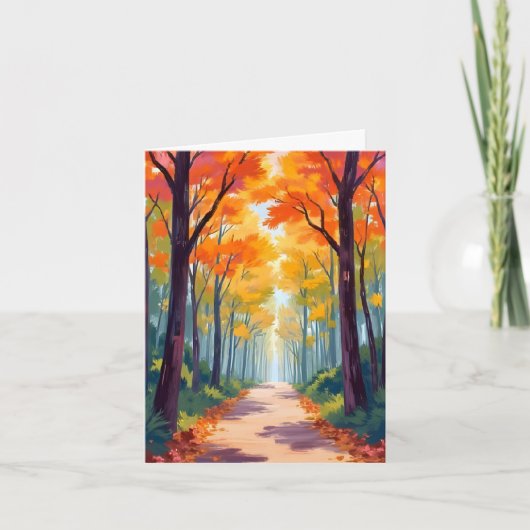 Herbstweg Herbstlaubmalerei Karte (Vorderseite)
