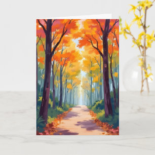 Herbstweg Herbstlaubmalerei Karte