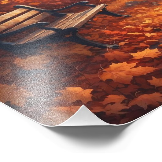 Herbstweg mit gefallenen Blätter Friedlich Fores Fotodruck (Ecke)