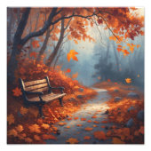 Herbstweg mit gefallenen Blätter Friedlich Fores Fotodruck (Vorne)