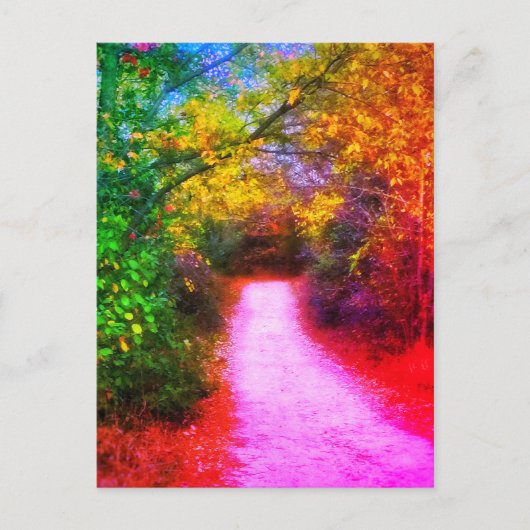 Herbstweg Regenbogen Postkarte (Vorderseite)