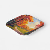 Herbstweg | Rotes Laub Natur Landschaft Pappteller (Gewinkelt)