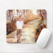 Herbstweg Wasserfarbenmalerei Mousepad (Mit Mouse)