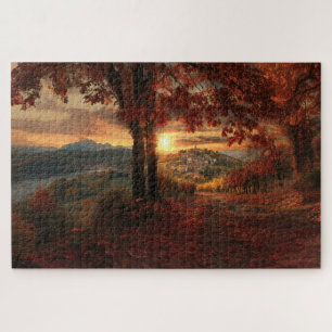 Herbstweg zu einem Dorf in Piemont–Puzzle Puzzle
