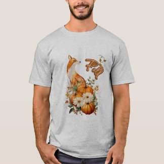 Herbstweide: Fox, Pumpkins und Fallfolien T-Shirt