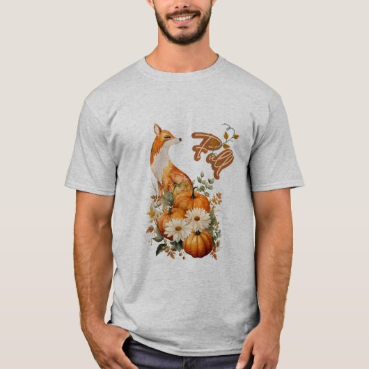 Herbstweide: Fox, Pumpkins und Fallfolien T-Shirt (Vorderseite)